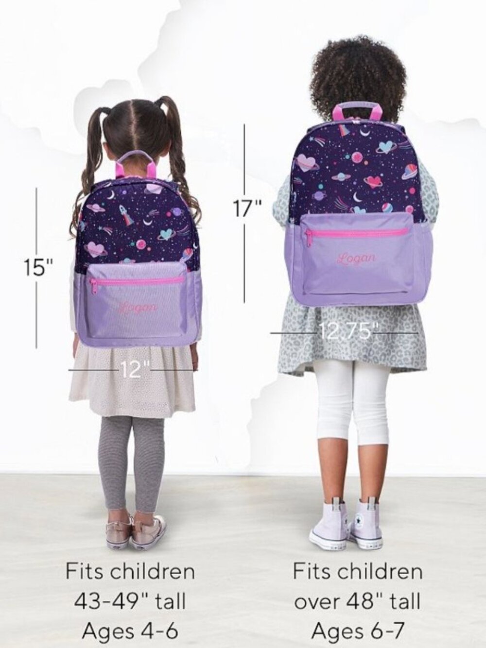 Pottery Barn Kids Astor Large Backpack Rainbow Heart Galaxy - New! - Picture 2 of 9